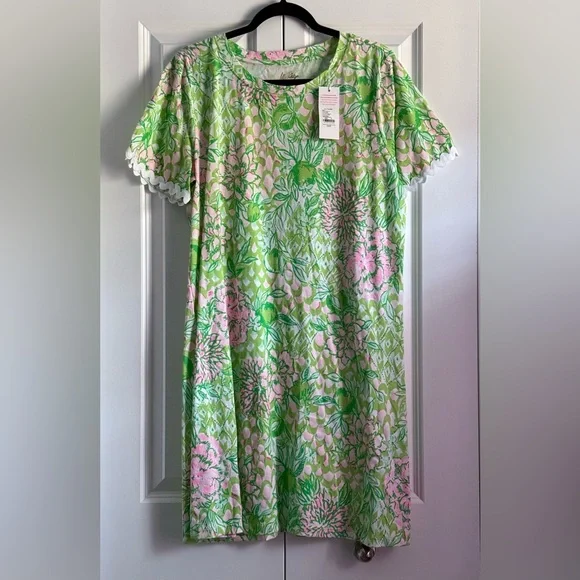 NWT Lilly Pulitzer Cody Short Sleeve Dress Fauna Green Lime Feeling Good Size XL - Picture 2 of 4